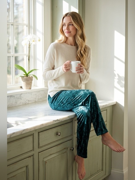 Chico's Pants - From Spa by Chicos Teal Velvet Pants (size 1) Like New